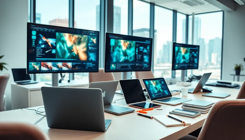 klynt visualizes a dynamic workspace filled with digital media and interactive tools.