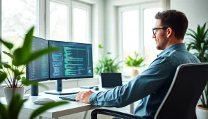 Remote quality assurance jobs: a professional working from a modern home office environment.