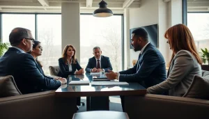 Greenville Personal Injury Lawyers collaborating in a modern office environment.